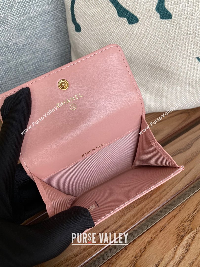 CHANEL 19 Flap Card Holder in lambskin AP1790 PINK 2023 (yongsheng-231124-05)