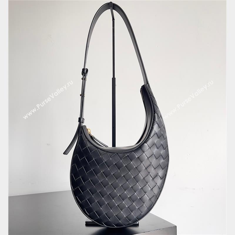 Bottega Veneta Small Drop Intrecciato leather shoulder bag with adjustable strap Black 2023 (misu-23110219)