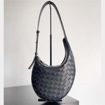 Bottega Veneta Small Drop Intrecciato leather shoulder bag with adjustable strap Black 2023 (misu-23110219)