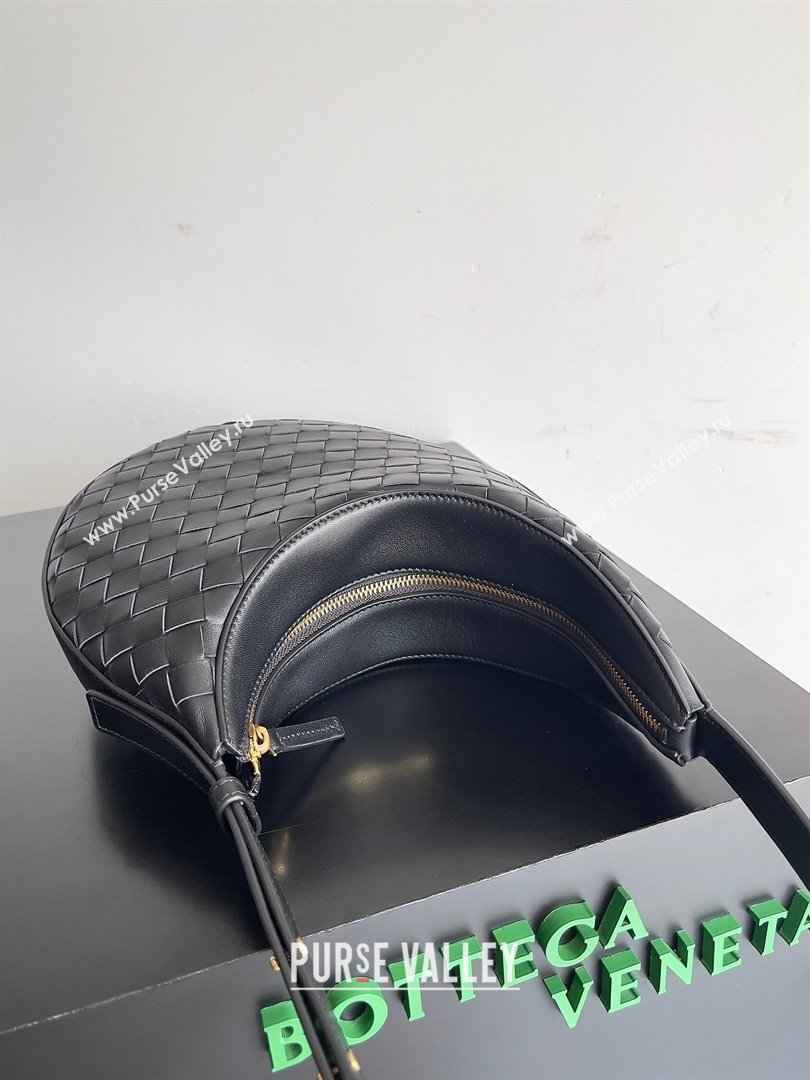 Bottega Veneta Small Drop Intrecciato leather shoulder bag with adjustable strap Black 2023 (misu-23110219)