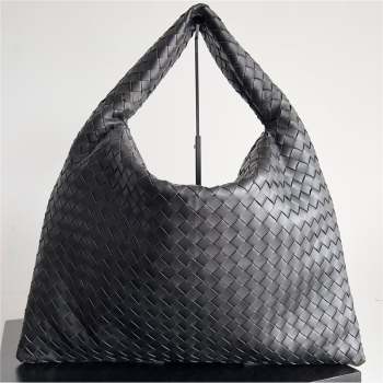 Bottega Veneta Large Hop Intrecciato leather shoulder bag Black 2023 (misu-23110201)