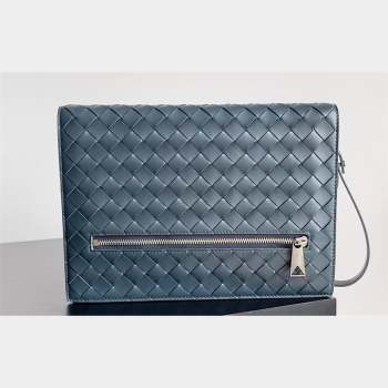 Bottega Veneta Small intrecciato leather document case With Wristlet Deep Blue 2023 (misu-23110213)