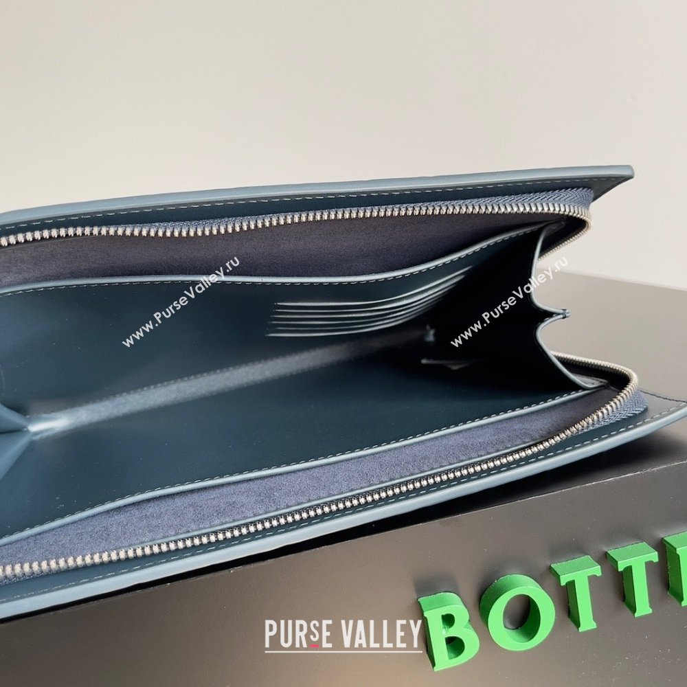 Bottega Veneta Small intrecciato leather document case With Wristlet Deep Blue 2023 (misu-23110213)