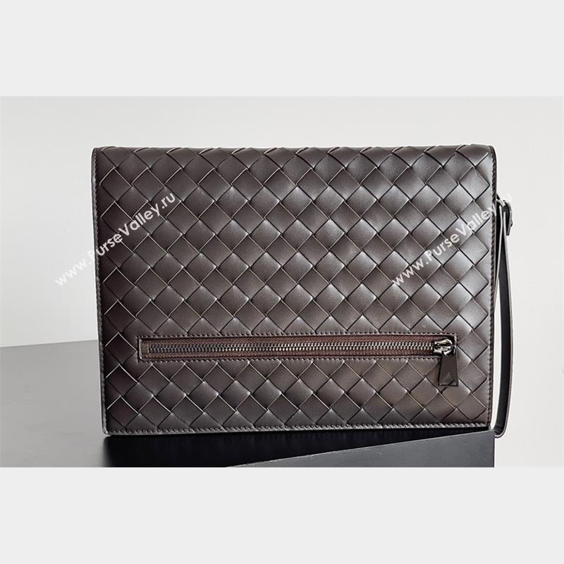 Bottega Veneta Small intrecciato leather document case With Wristlet Coffee 2023 (misu-23110215)
