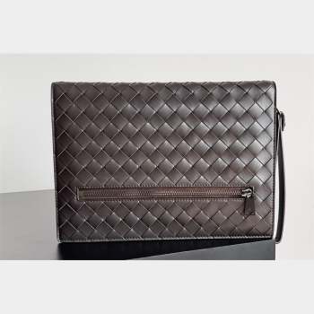 Bottega Veneta Small intrecciato leather document case With Wristlet Coffee 2023 (misu-23110215)