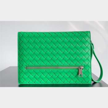 Bottega Veneta Small intrecciato leather document case With Wristlet Green 2023 (misu-23110216)