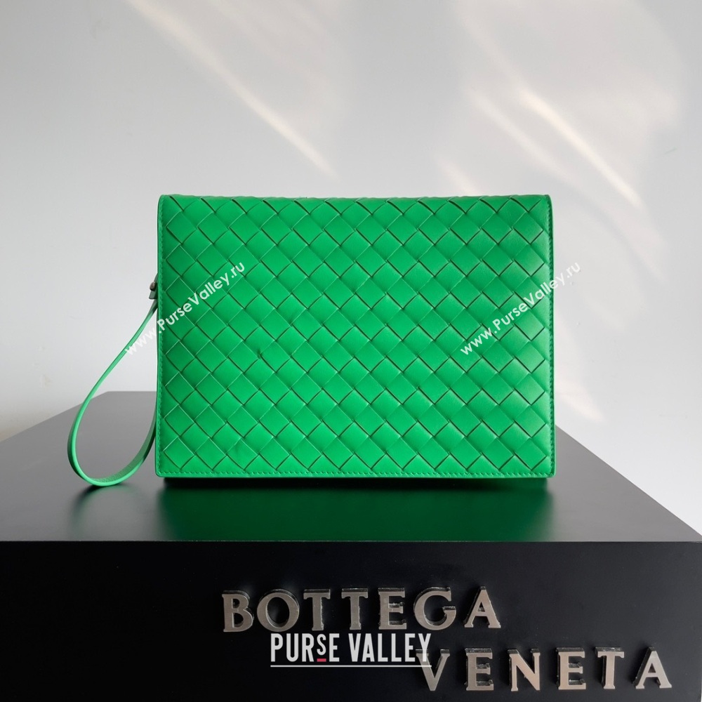 Bottega Veneta Small intrecciato leather document case With Wristlet Green 2023 (misu-23110216)
