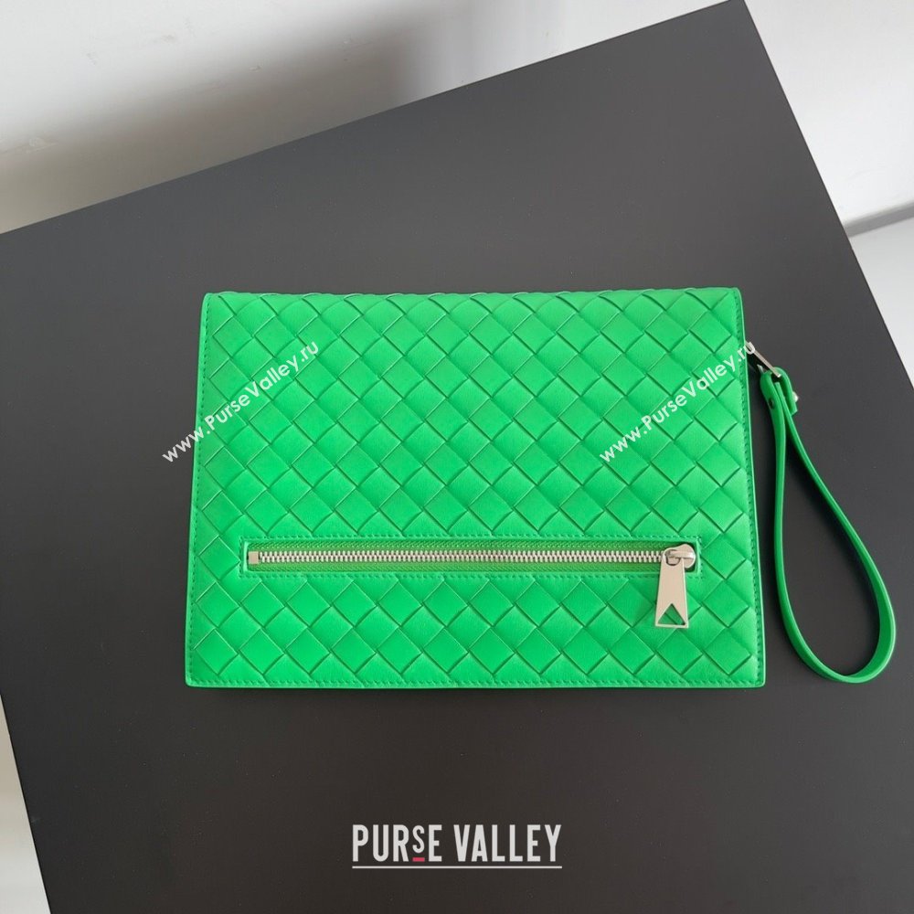 Bottega Veneta Small intrecciato leather document case With Wristlet Green 2023 (misu-23110216)