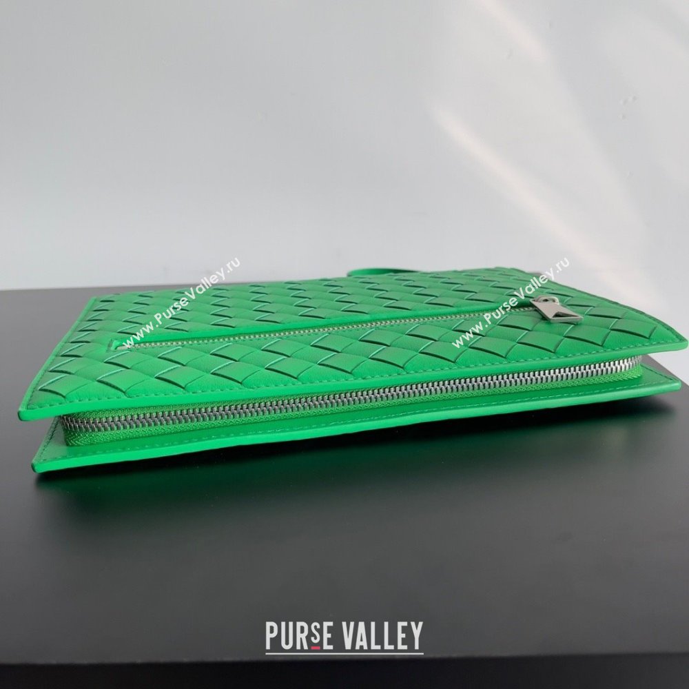 Bottega Veneta Small intrecciato leather document case With Wristlet Green 2023 (misu-23110216)