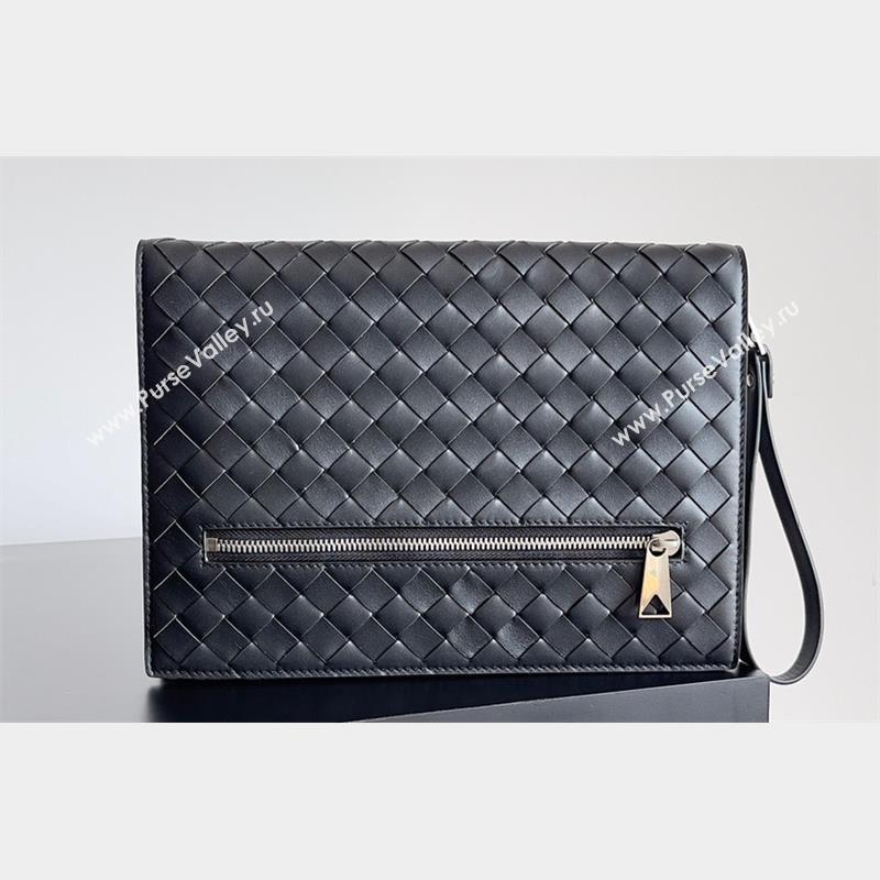 Bottega Veneta Small intrecciato leather document case With Wristlet Black 2023 (misu-23110218)