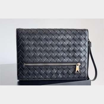 Bottega Veneta Small intrecciato leather document case With Wristlet Black 2023 (misu-23110218)
