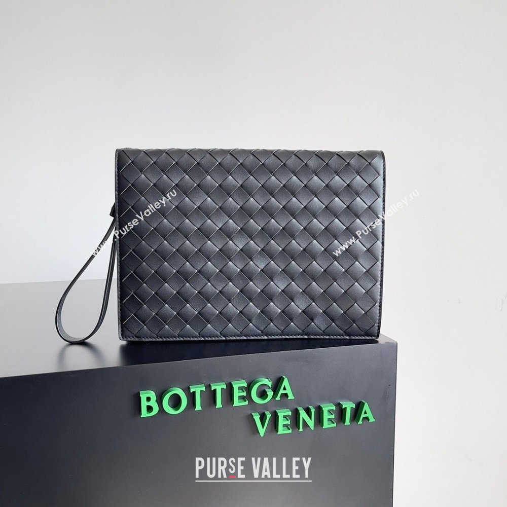 Bottega Veneta Small intrecciato leather document case With Wristlet Black 2023 (misu-23110218)