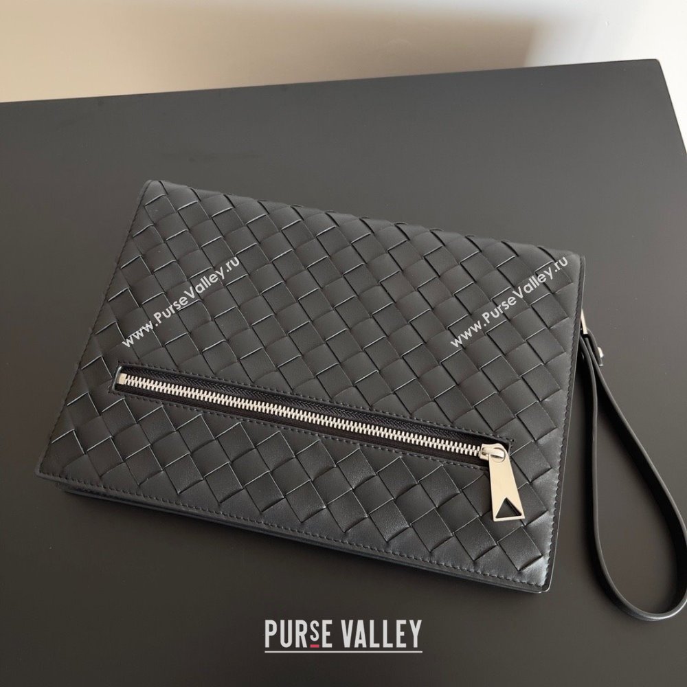 Bottega Veneta Small intrecciato leather document case With Wristlet Black 2023 (misu-23110218)