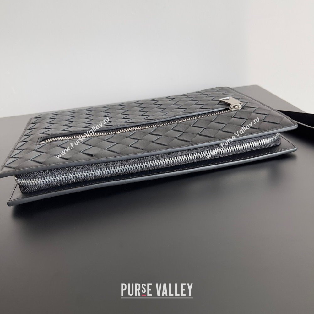 Bottega Veneta Small intrecciato leather document case With Wristlet Black 2023 (misu-23110218)
