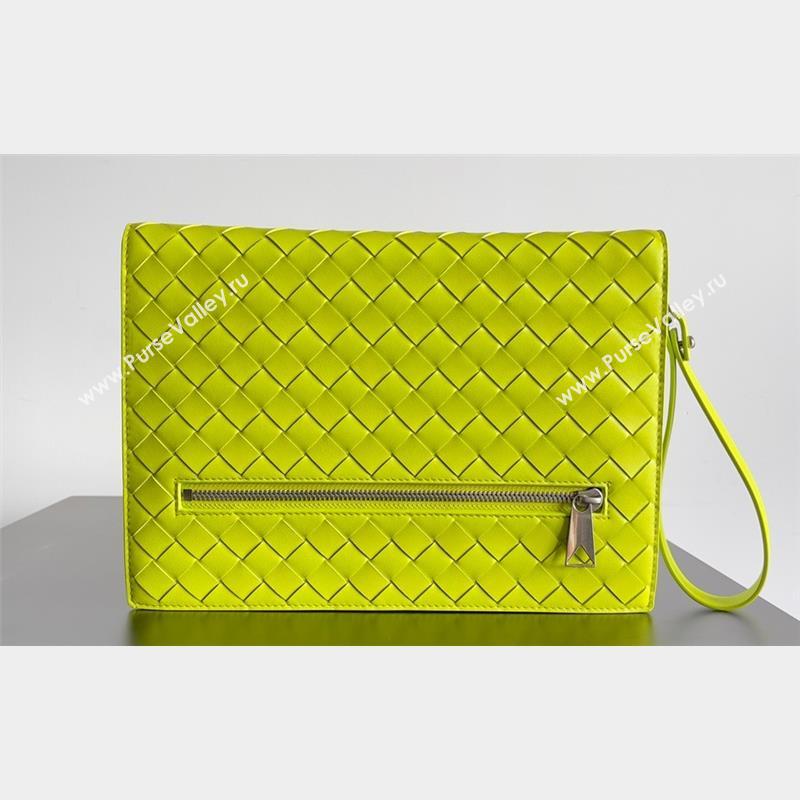 Bottega Veneta Small intrecciato leather document case With Wristlet Kiwi Green 2023 (misu-23110217)