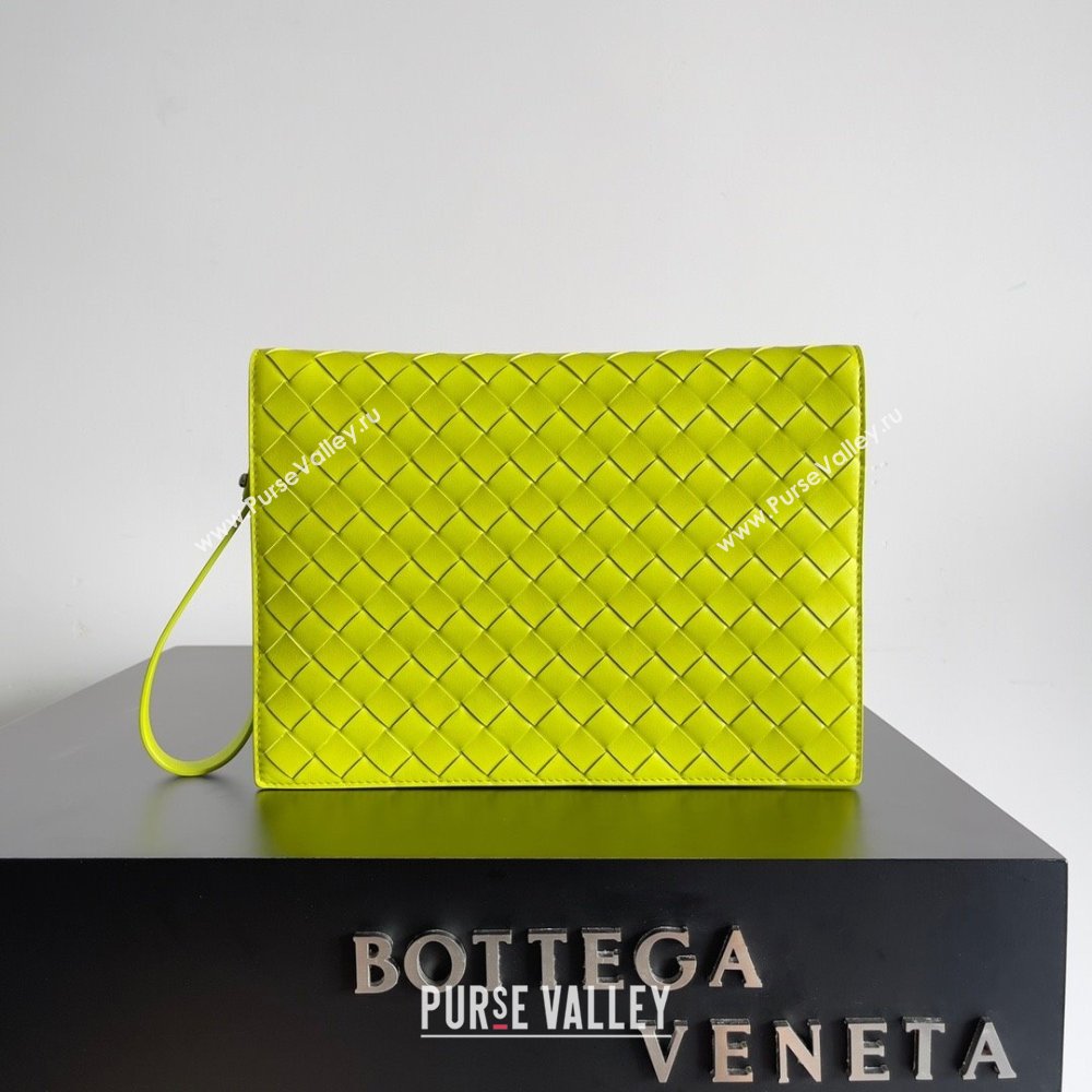Bottega Veneta Small intrecciato leather document case With Wristlet Kiwi Green 2023 (misu-23110217)