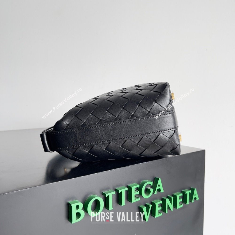 Bottega Veneta Mini Wallace Intrecciato leather shoulder bag Black 2023 (misu-23110173)