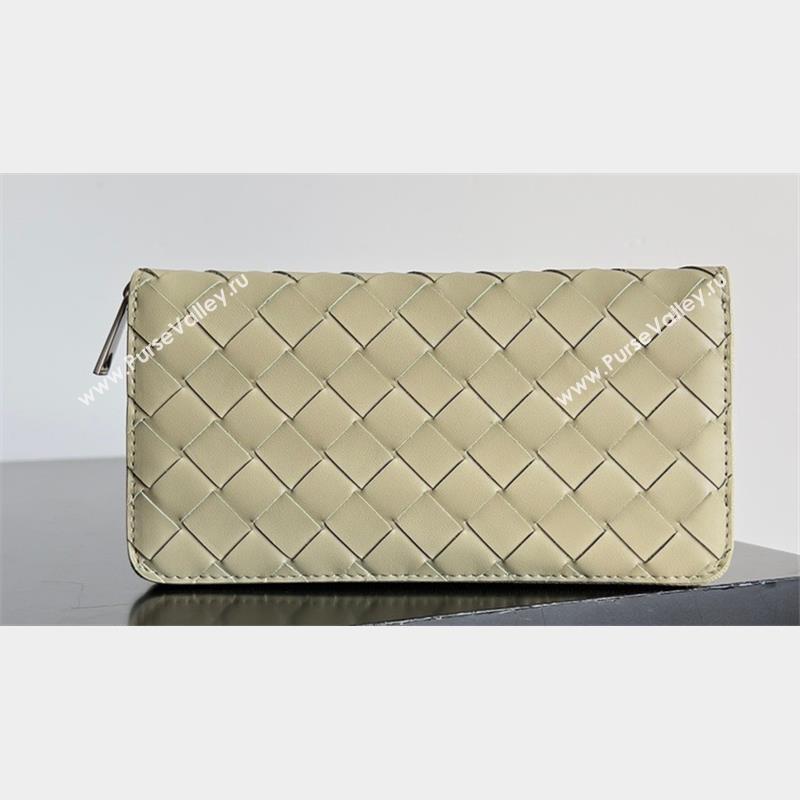 Bottega Veneta Intrecciato Zip Around Wallet Taupe/Green 2023 (misu-23110159)