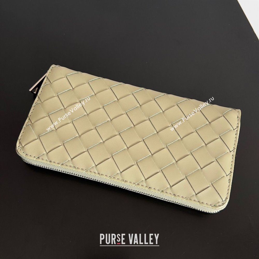 Bottega Veneta Intrecciato Zip Around Wallet Taupe/Green 2023 (misu-23110159)