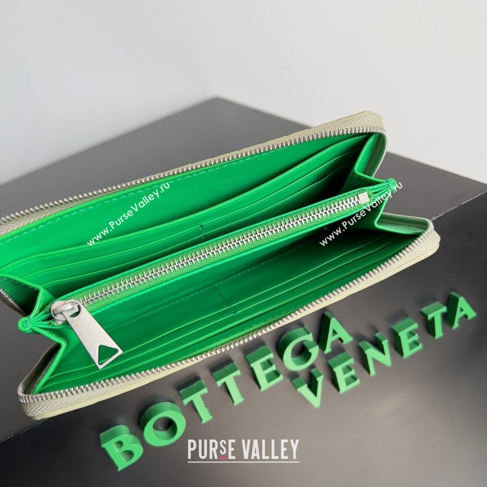Bottega Veneta Intrecciato Zip Around Wallet Taupe/Green 2023 (misu-23110159)