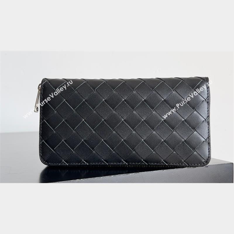 Bottega Veneta Intrecciato Zip Around Wallet Black 2023 (misu-23110164)