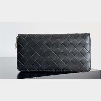 Bottega Veneta Intrecciato Zip Around Wallet Black 2023 (misu-23110164)