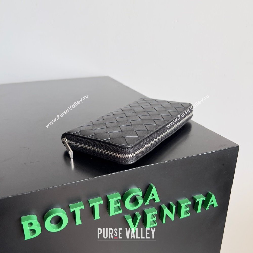Bottega Veneta Intrecciato Zip Around Wallet Black 2023 (misu-23110164)