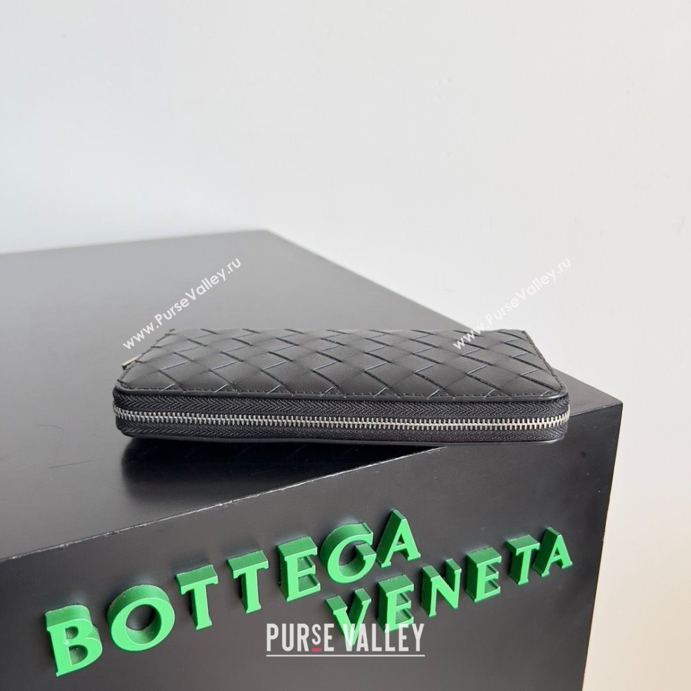 Bottega Veneta Intrecciato Zip Around Wallet Black 2023 (misu-23110164)