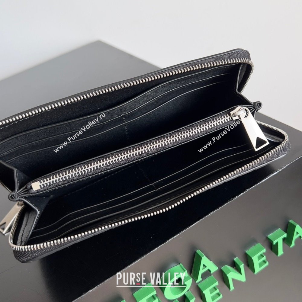 Bottega Veneta Intrecciato Zip Around Wallet Black 2023 (misu-23110164)