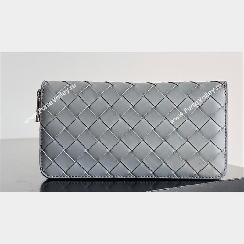 Bottega Veneta Intrecciato Zip Around Wallet Light Gray 2023 (misu-23110166)