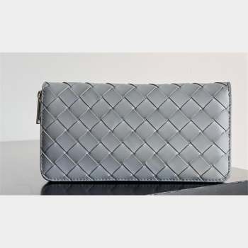 Bottega Veneta Intrecciato Zip Around Wallet Light Gray 2023 (misu-23110166)