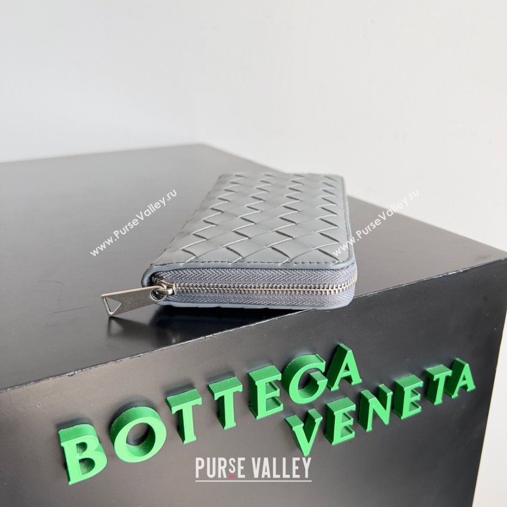 Bottega Veneta Intrecciato Zip Around Wallet Light Gray 2023 (misu-23110166)
