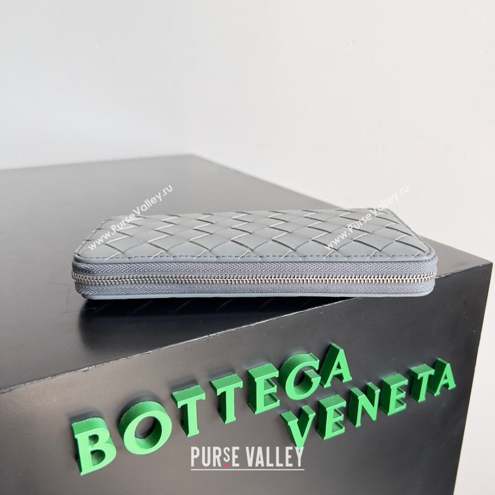 Bottega Veneta Intrecciato Zip Around Wallet Light Gray 2023 (misu-23110166)