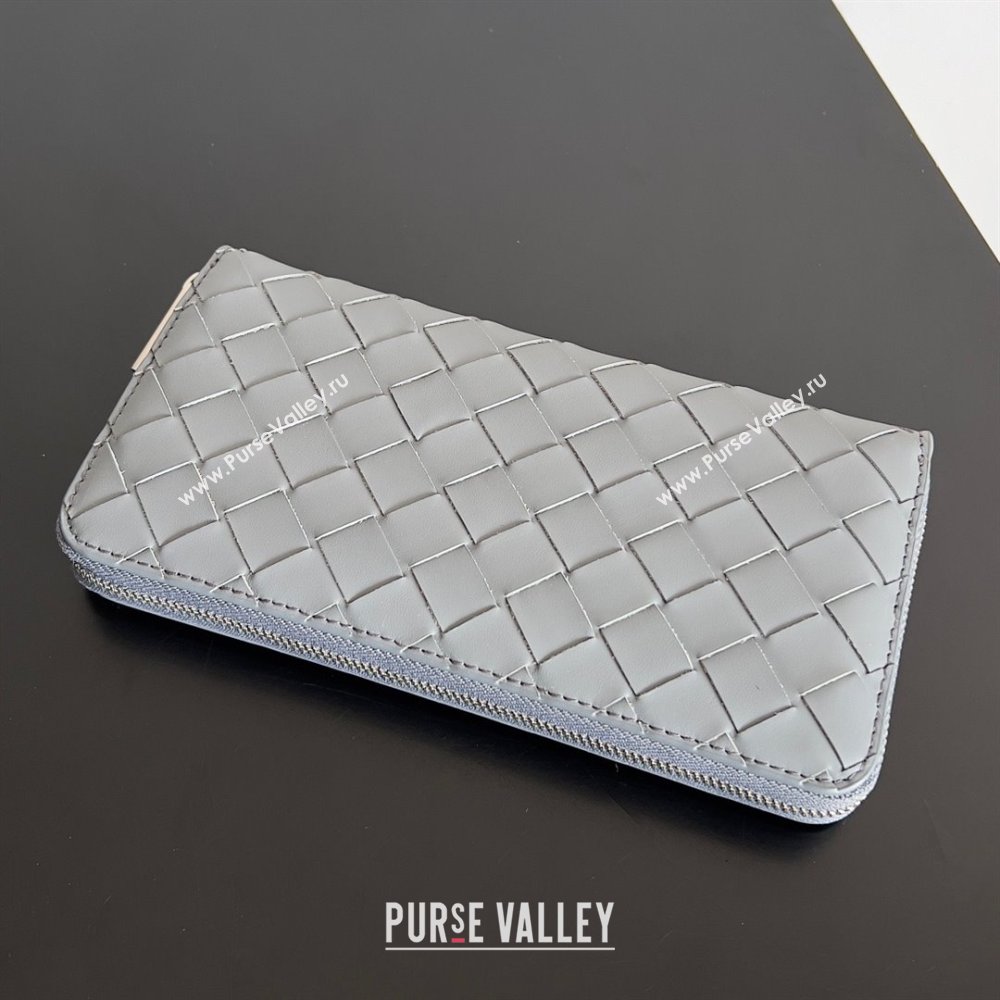 Bottega Veneta Intrecciato Zip Around Wallet Light Gray 2023 (misu-23110166)