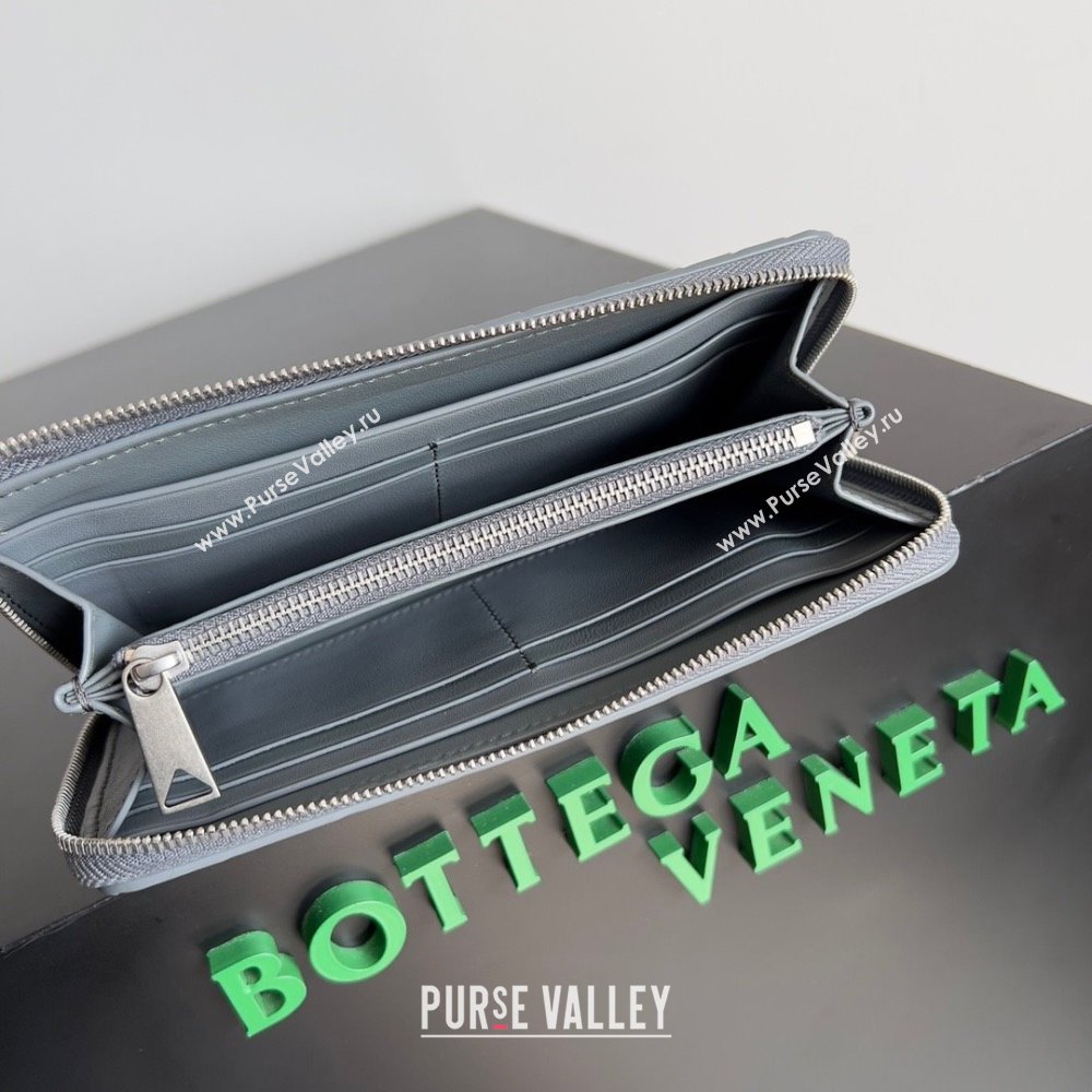 Bottega Veneta Intrecciato Zip Around Wallet Light Gray 2023 (misu-23110166)