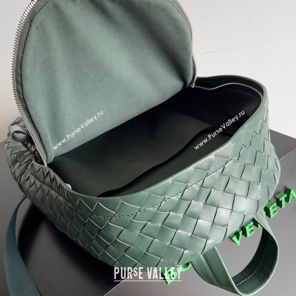 Bottega Veneta Small Intrecciato leather Backpack Bag Dark Green 2023 (misu-23110153)