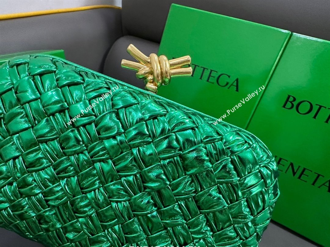 Bottega Veneta Pressed intreccio laminated leather Knot Minaudiere clutch Bag ENVY Green 2023 (misu-23110118)