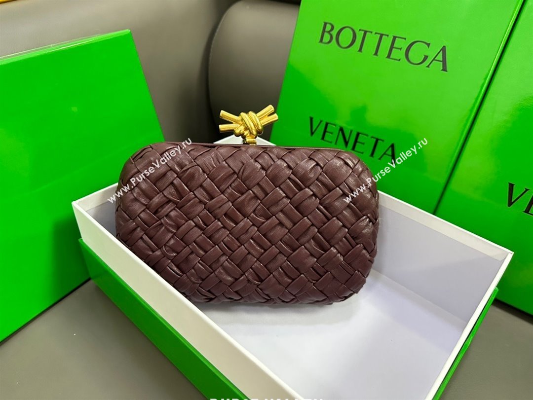 Bottega Veneta Foulard Intreccio leather Knot Minaudiere clutch Bag BAROLO 2023 (misu-23110123)