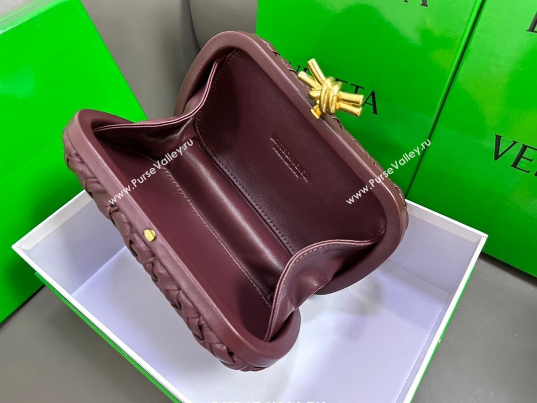 Bottega Veneta Foulard Intreccio leather Knot Minaudiere clutch Bag BAROLO 2023 (misu-23110123)