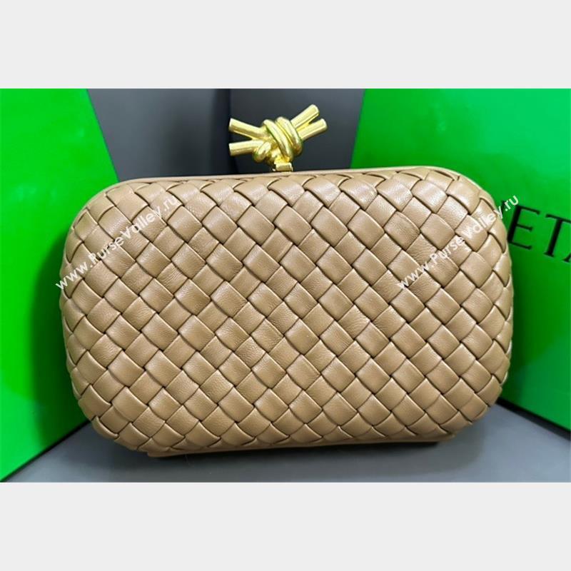 Bottega Veneta Padded Intreccio leather Knot Minaudiere clutch Bag Brown 2023 (misu-23110131)