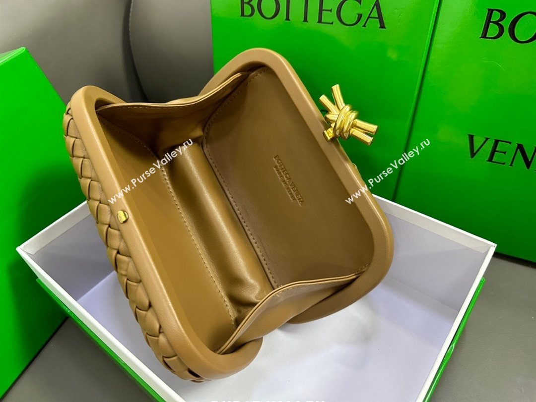 Bottega Veneta Padded Intreccio leather Knot Minaudiere clutch Bag Brown 2023 (misu-23110131)