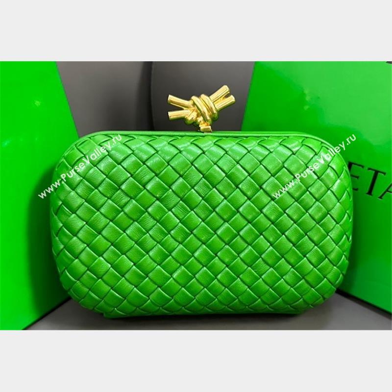 Bottega Veneta Padded Intreccio leather Knot Minaudiere clutch Bag Green 02 2023 (misu-23110133)
