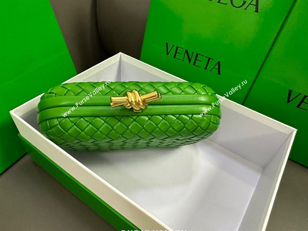 Bottega Veneta Padded Intreccio leather Knot Minaudiere clutch Bag Green 02 2023 (misu-23110133)