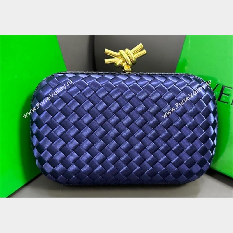 Bottega Veneta Intreccio Silk Knot Minaudiere clutch Bag Dark Blue 2023 (misu-23110101)
