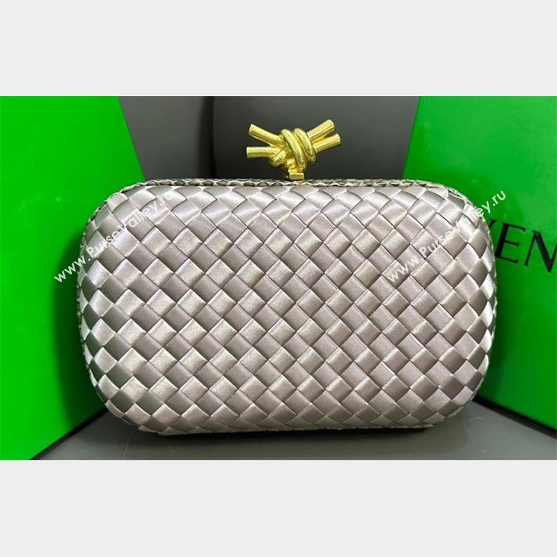 Bottega Veneta Intreccio Silk Knot Minaudiere clutch Bag Gray 01 2023 (misu-23110104)