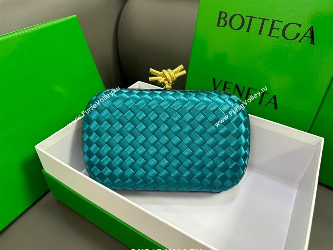 Bottega Veneta Intreccio Silk Knot Minaudiere clutch Bag Turquoise Blue 2023 (misu-23110107)