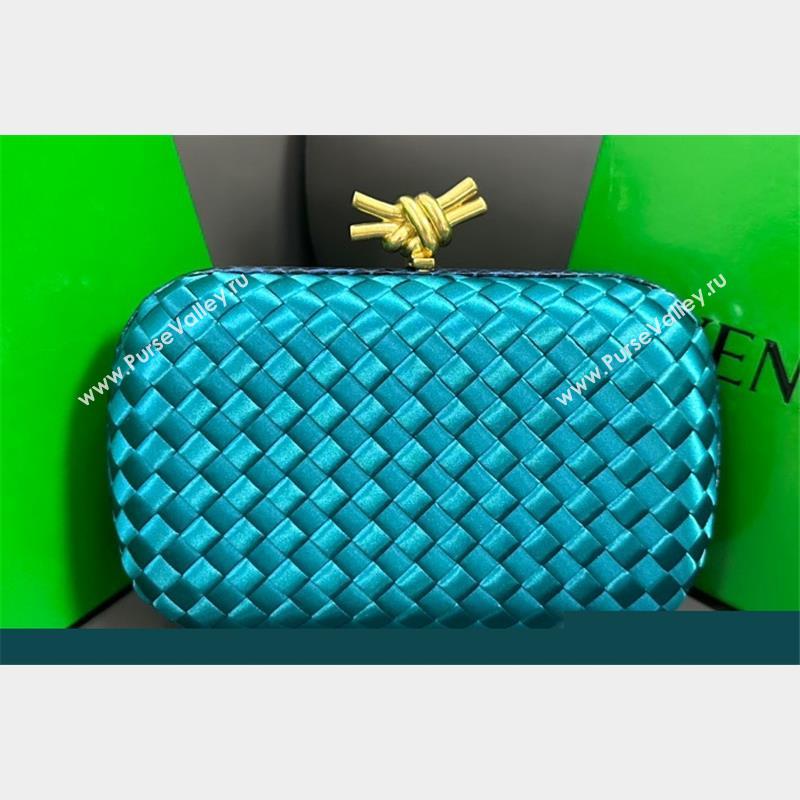 Bottega Veneta Intreccio Silk Knot Minaudiere clutch Bag Turquoise Blue 2023 (misu-23110107)