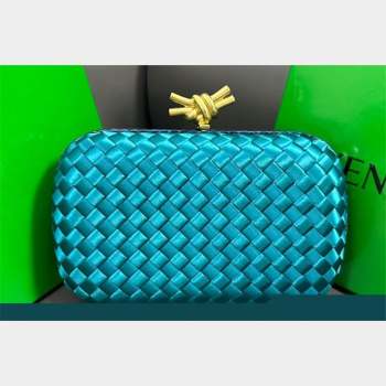 Bottega Veneta Intreccio Silk Knot Minaudiere clutch Bag Turquoise Blue 2023 (misu-23110107)