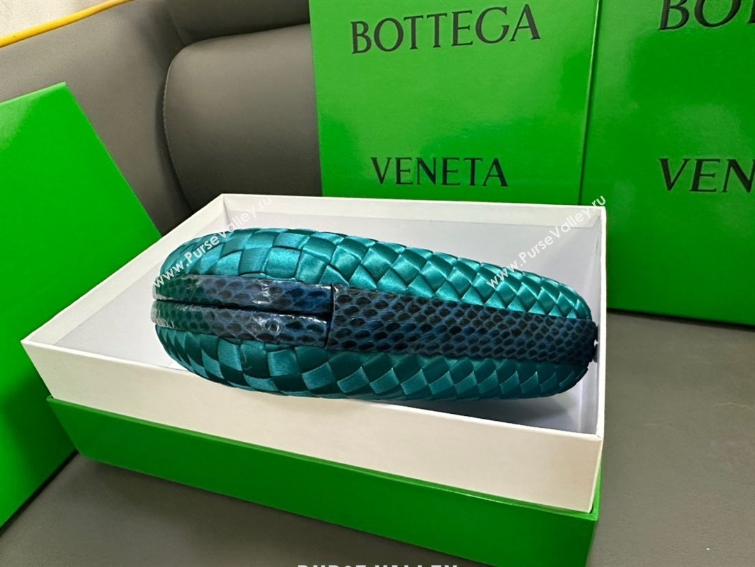 Bottega Veneta Intreccio Silk Knot Minaudiere clutch Bag Turquoise Blue 2023 (misu-23110107)
