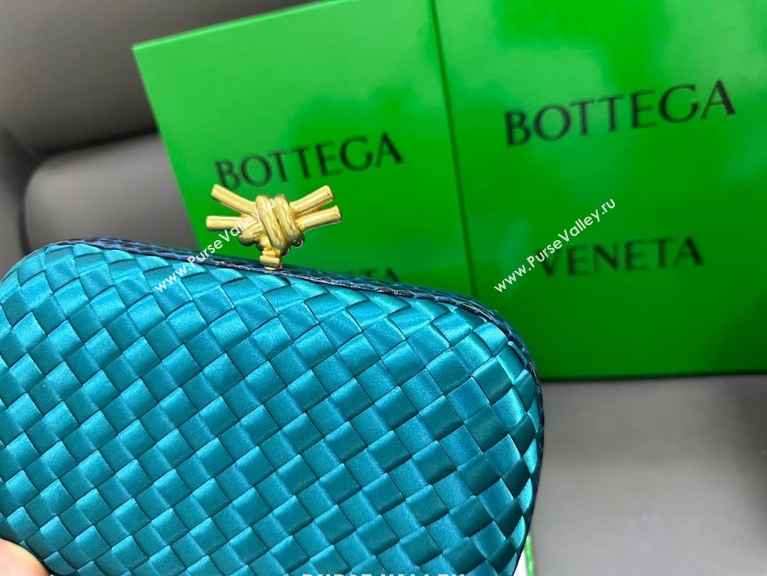 Bottega Veneta Intreccio Silk Knot Minaudiere clutch Bag Turquoise Blue 2023 (misu-23110107)